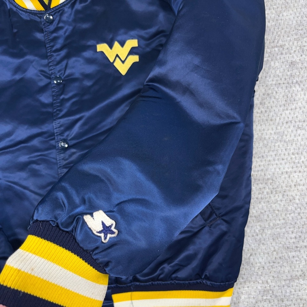 Vintage West Virginia Mountaineers Jacket Men XL Starter Satin Bomber  80s WVU‎ - Picture 9 of 16